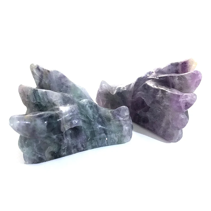 Натуральный флюорит Голова Дракона Хрустальная ручная резьба красивый дизайн