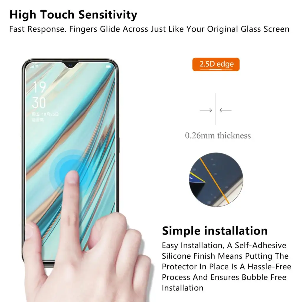 2 шт закаленное стекло для Oppo A9 2020 протектор экрана 2.5D 9H Премиум Закаленное