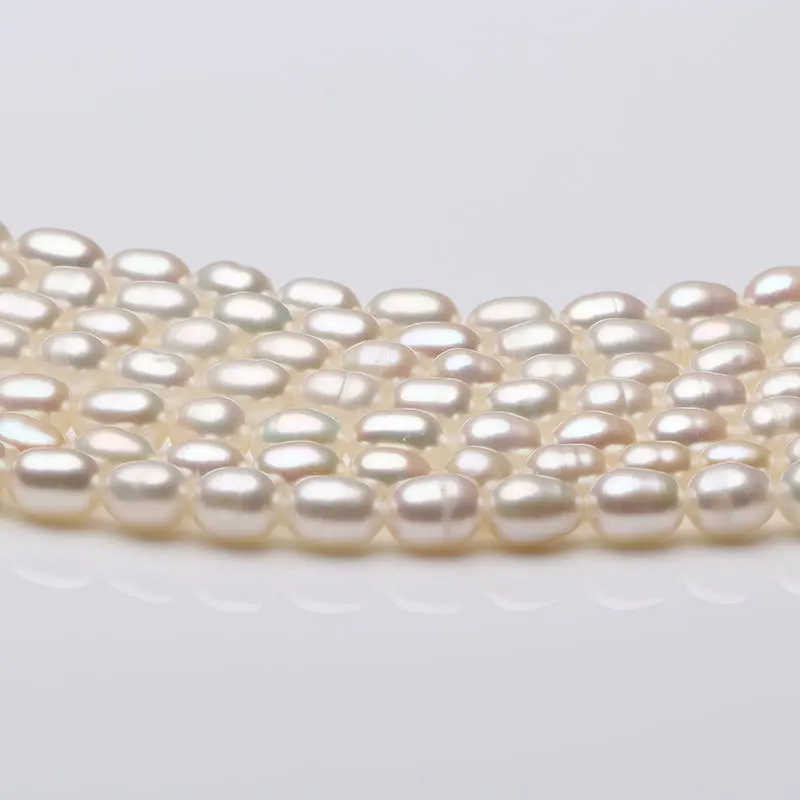 

Freshwater Pearl necklace rice shape with Size 4-5mm perfect luster for Jewelry DIY loose pearl strands