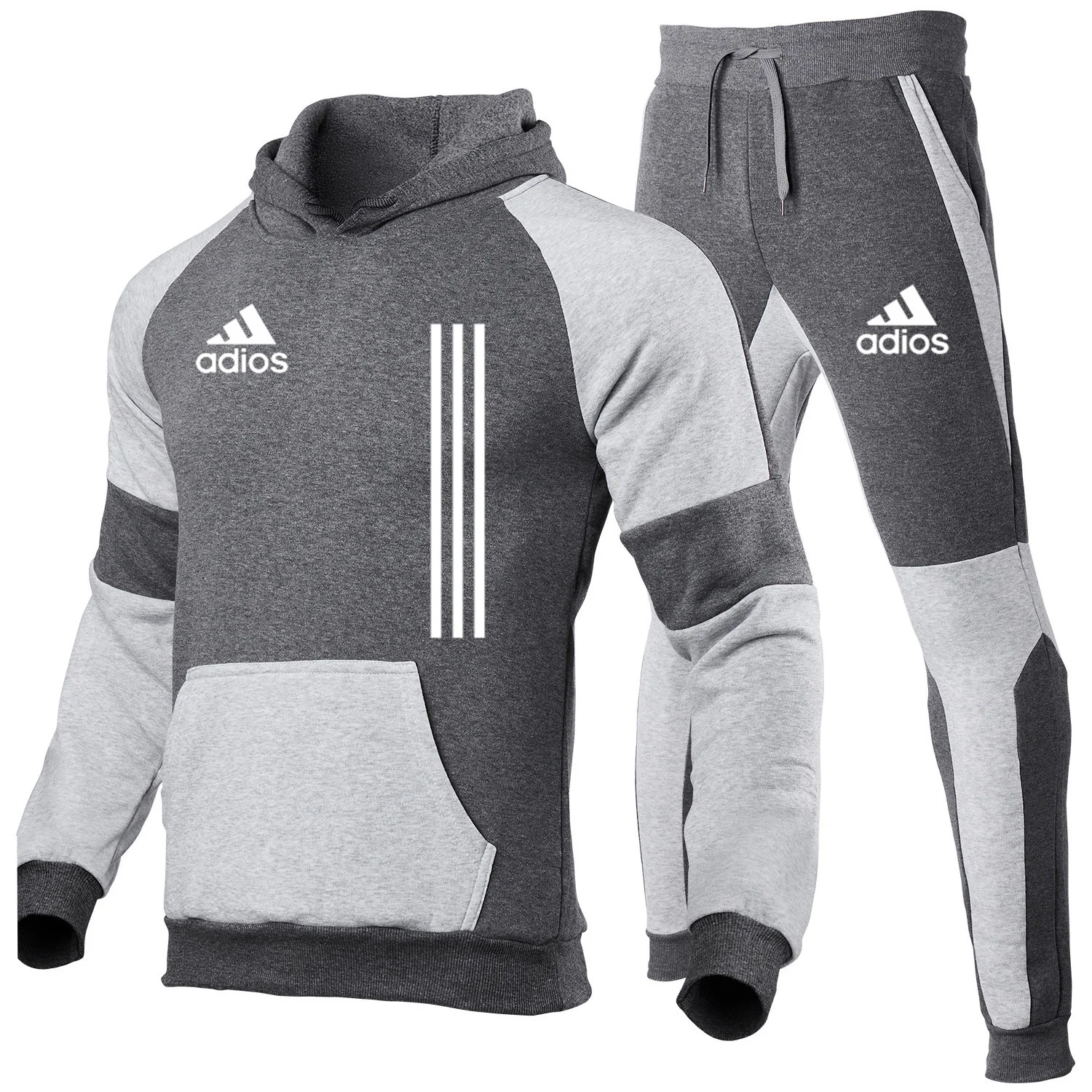 

Tracksuit Men Autumn Winter Hooded Sweatshirt Drawstring 2021 Male Hoodies Tracksuit Mens Sweatshirt+Sweatpants two piece sets