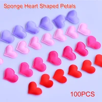 100pcs 35mm romantic sponge satin fabric heart petals wedding confetti table bed heart petals wedding valentine decoration tool