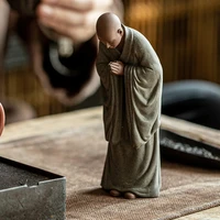 purple grit buddhist monk wishing statues ornaments home decoration gift figurines office tabletop handcrafts tea pet decoration