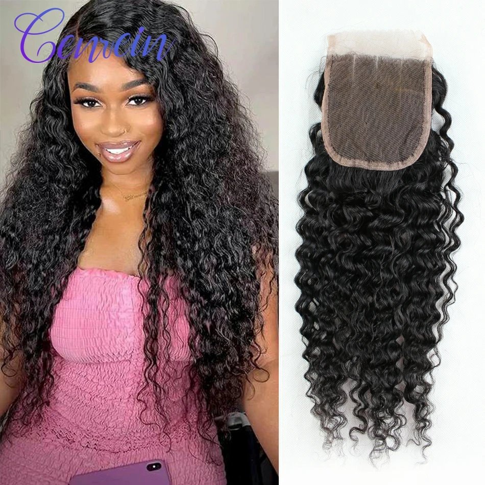 Genrein hair 5x5 hd lace closure Kinky curly Jerry curly Burmese hair Transparent lace closure Natural color 8''-22'' Human hair