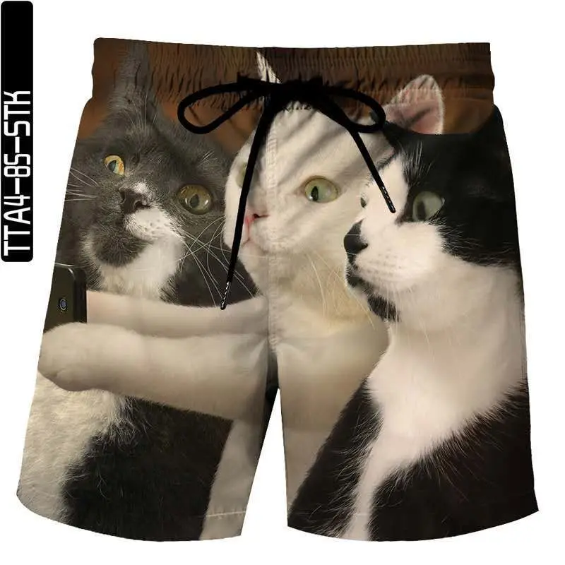 

Fun and Cute Animal Graphic Beach Shorts Men 3D Printed Kitten Boardboard Shorts Man/Woman Shorts Extra-Size Beach Shorts 6XL