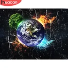 Алмазная 5d картина HUACAN, вышивка крестиком с планетами и землей, пейзаж, мозаика, водный огонь, пейзаж, настенные наклейки