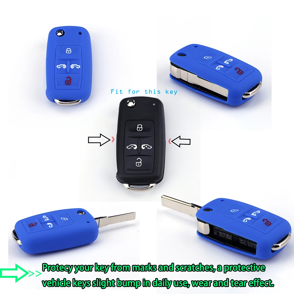 Дистанционная Защита Чехол для ключа силиконовый чехол с 4 кнопками Volkswagen VW Sharan