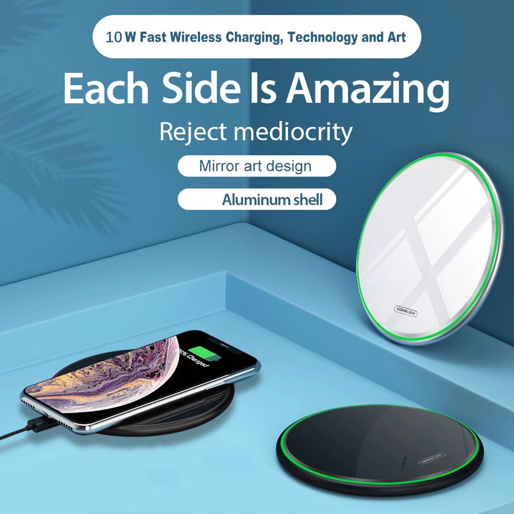Зеркальное Беспроводное зарядное устройство 10 Вт настольная Беспроводная