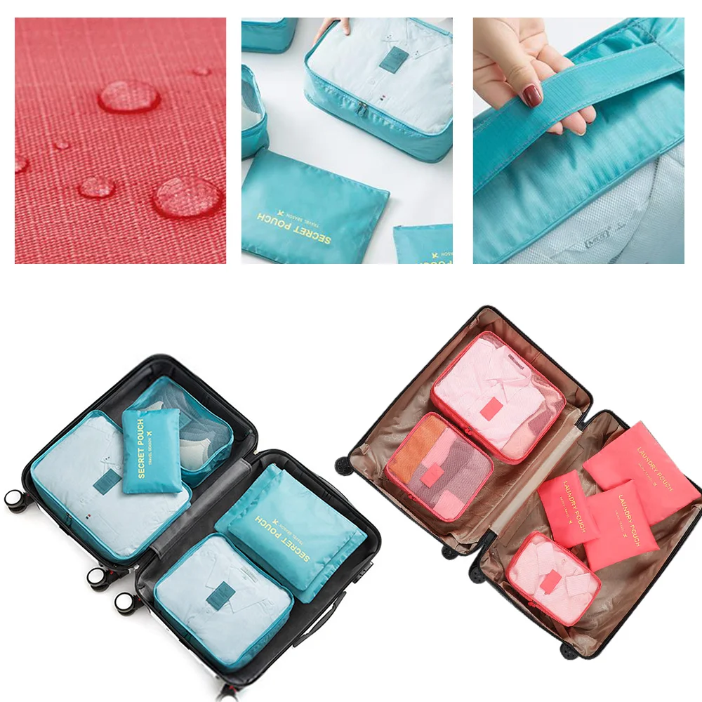

6pcs Packing Cubes Luggage Storage Organiser Travel Luggage Organizer Dampproof Compression Suitcase Bag Supplies