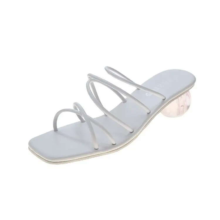 

Shoes Ladies' Slippers Transparent Heel Slipers Women Luxury Slides Med Summer 2021 Designer Rome Fabric Basic Strange Style Fas