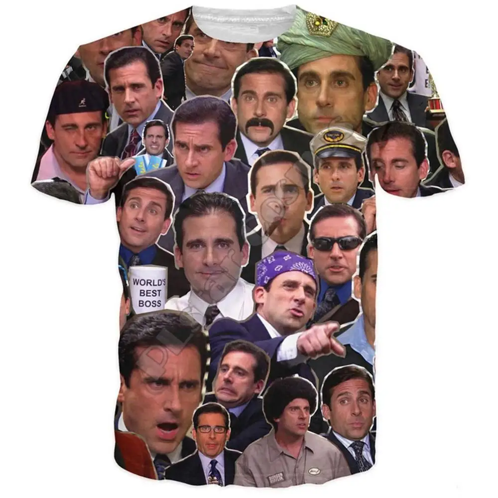 

Модная мужская футболка All stars and singer, футболки с 3D принтом с множеством лиц Майкла Скотта, уличная футболка унисекс в стиле Харадзюку, летние ...