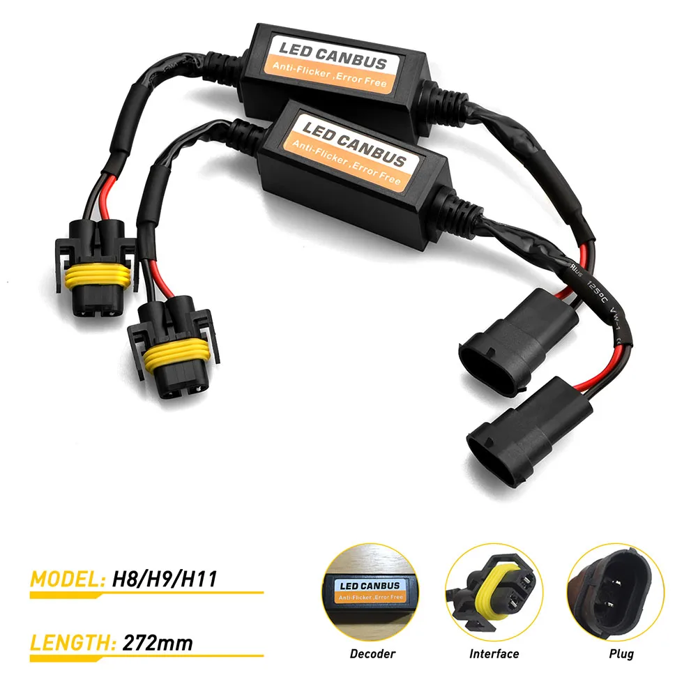 

2Pcs h7 led canbus decoder Resistance Eliminator canbus adapter Anti-Flicker Harness Bulbs Resistor Warning Error Canceller