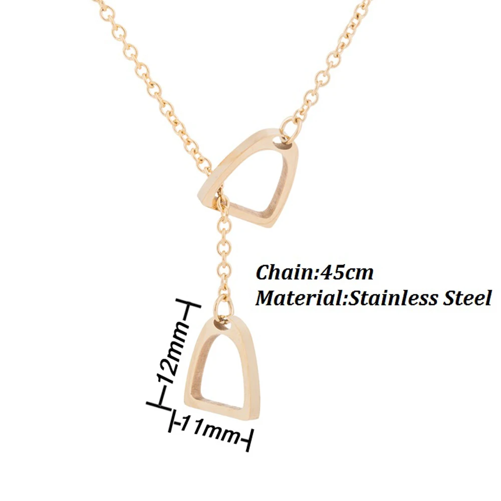 

2021 Lucky Horse Shoe Necklaces Stainless Steel Double Link chain Peculiar Necklaces & Pendants For Women Accessories Gift
