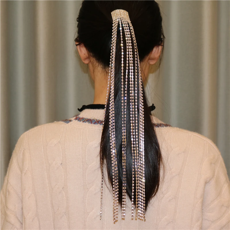 Модные роскошные аксессуары стразы для волос цепочка женщин ювелирные изделия