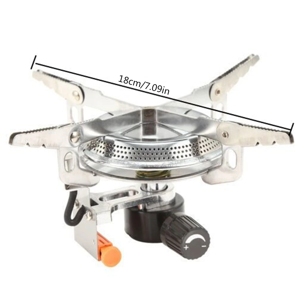 

Portable Stainless Steel Mini Camping BBQ Gas Stove Outdoor Hiking Picnic Survival Cookout Folding Stove Head Gas-Burner