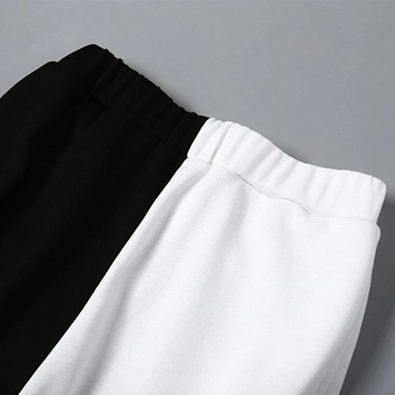 Черно белые брюки в стиле хип хоп женские повседневные спортивные штаны с
