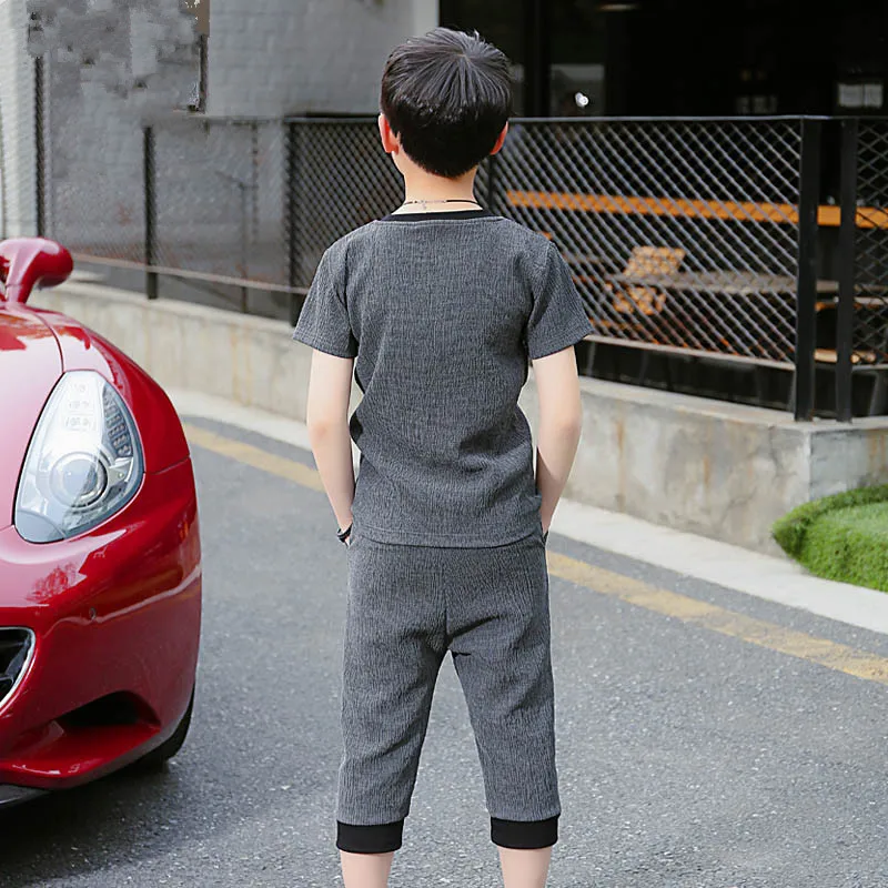 Летние хлопковые комплекты для мальчиков с коротким рукавом Новинка 2021