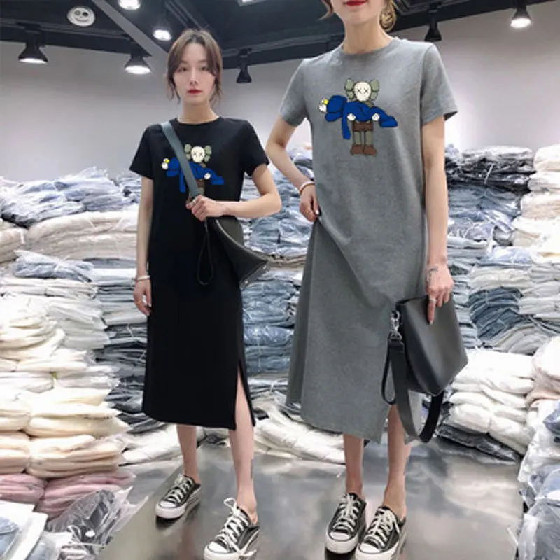 Модное Свободное длинное женское платье большого размера с принтом из