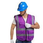Hi Vis фиолетовый жилет безопасности из светоотражающего материала с застежкой-молнией и карманами для Для мужчин и Для женщин Для мужчин