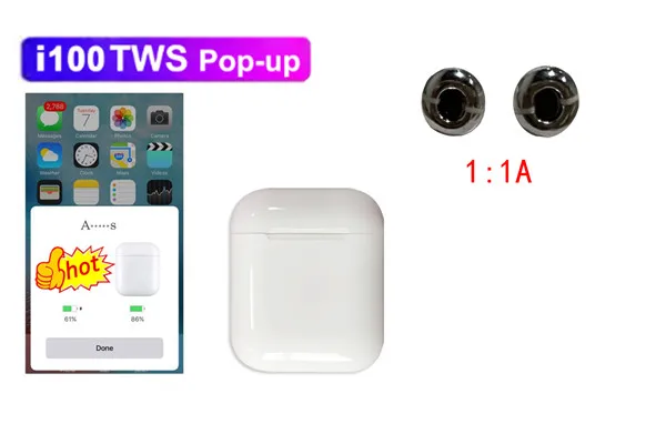 I100 TWS настоящая 1:1 размер Bluetooth 5,0 гарнитура 6D бас сенсорное управление беспроводные наушники Поддержка беспроводной зарядки PK I20 I80 I200 TWS - Цвет: i100 A