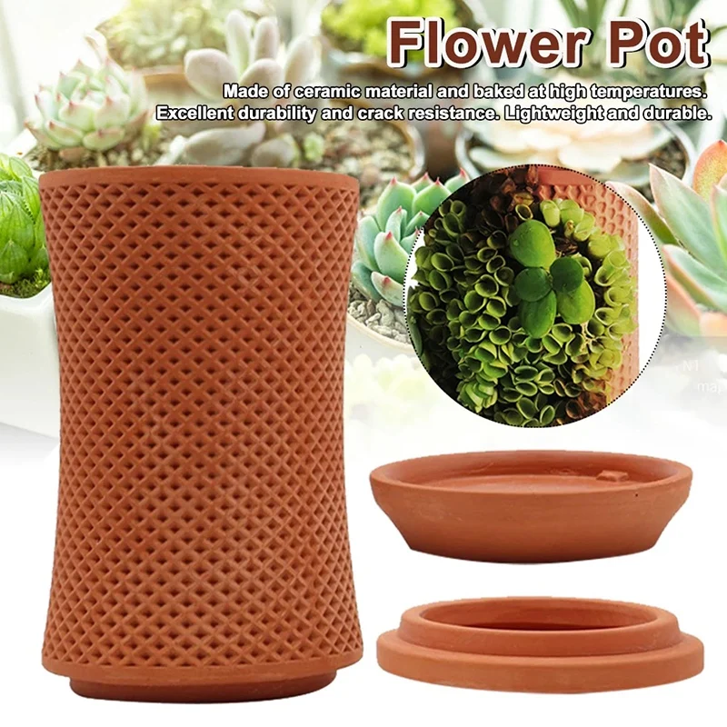 

Ceramic Flower Pot Plant Succulent Home Decor Automatic Water Suction DIY Balcony Backyard with Drainage Hole