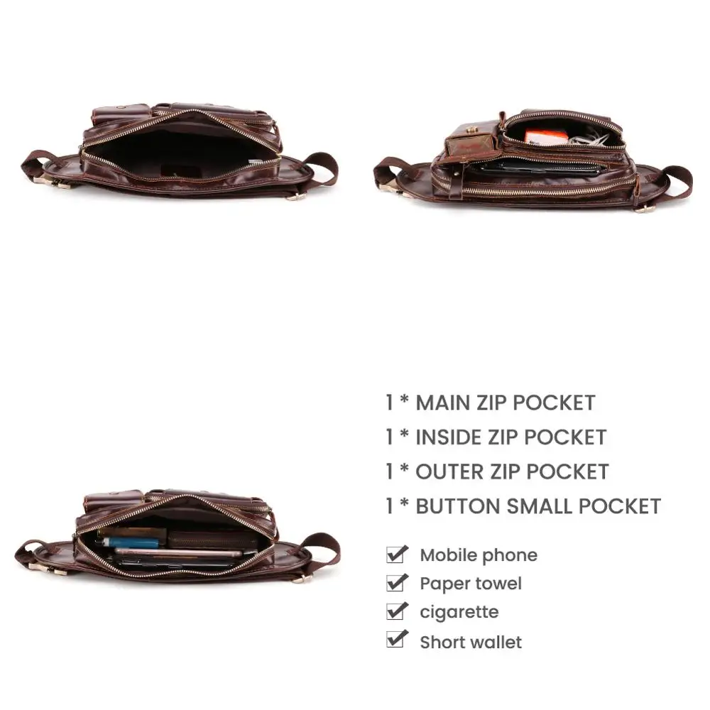 Мужская нагрудная сумка JOGUJOS из натуральной кожи сумочка слинг через плечо в