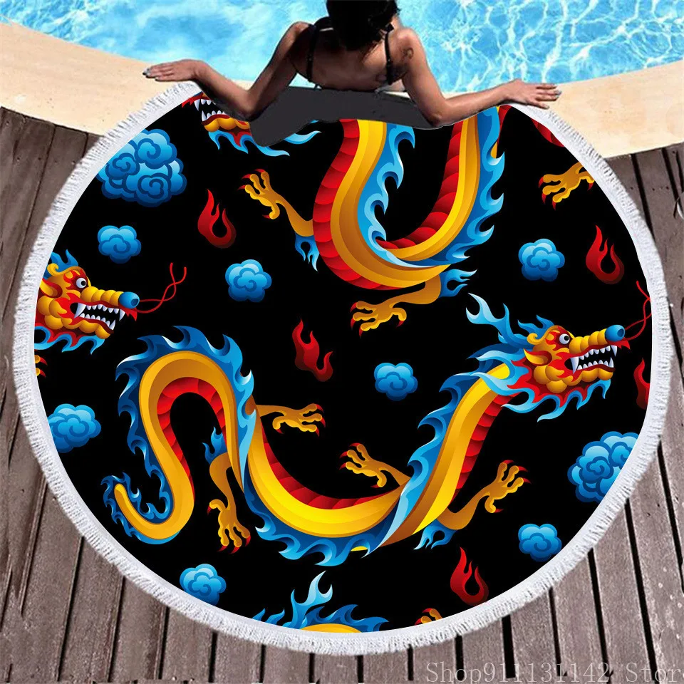 

New Color Bearcat Dragon Sangyun 3D Printed Children's Bath Towels Cartoon Animal Microfiber Beach Towel Picnic Mat Thin Blanket