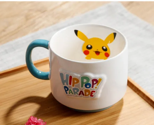 E-cup Pikachu ceramic cup milk mugcreative cartoon water cup monster bowl dishes Pocket Monsters cutlery set Funny strange gift CL0931 - Цвет: E-cup