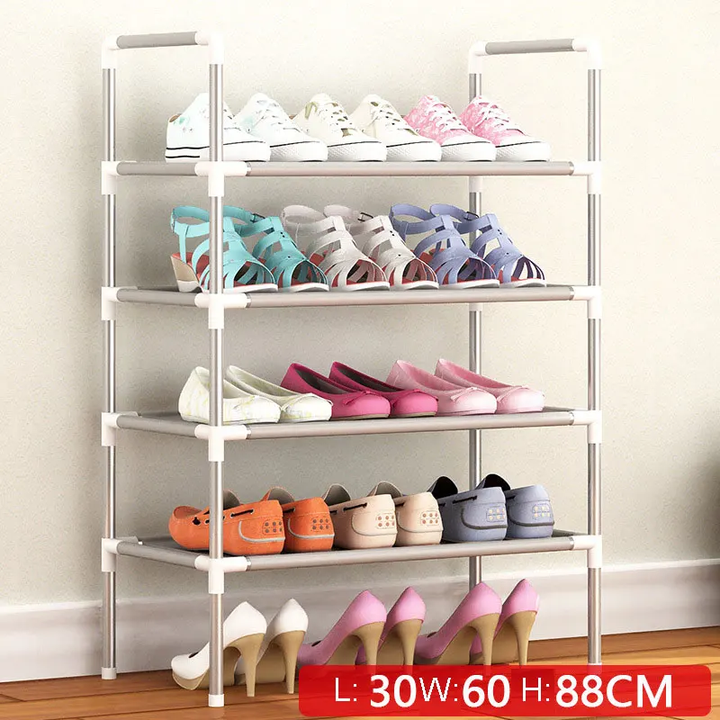 Простая многослойная полка для обуви из нетканого материала легкая сборка