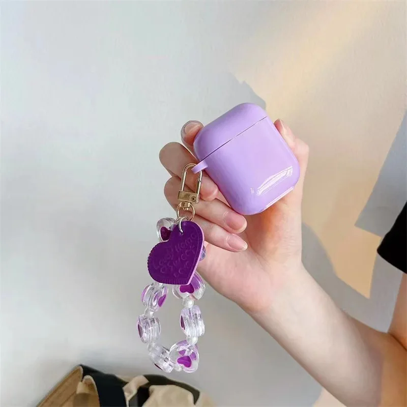 

For AirPods 1 2 Pro Case Luxury Soft Silicone TPU Heart Yellow Purple Love Earphone Cases For Apple Airpods Cover Funda Girl
