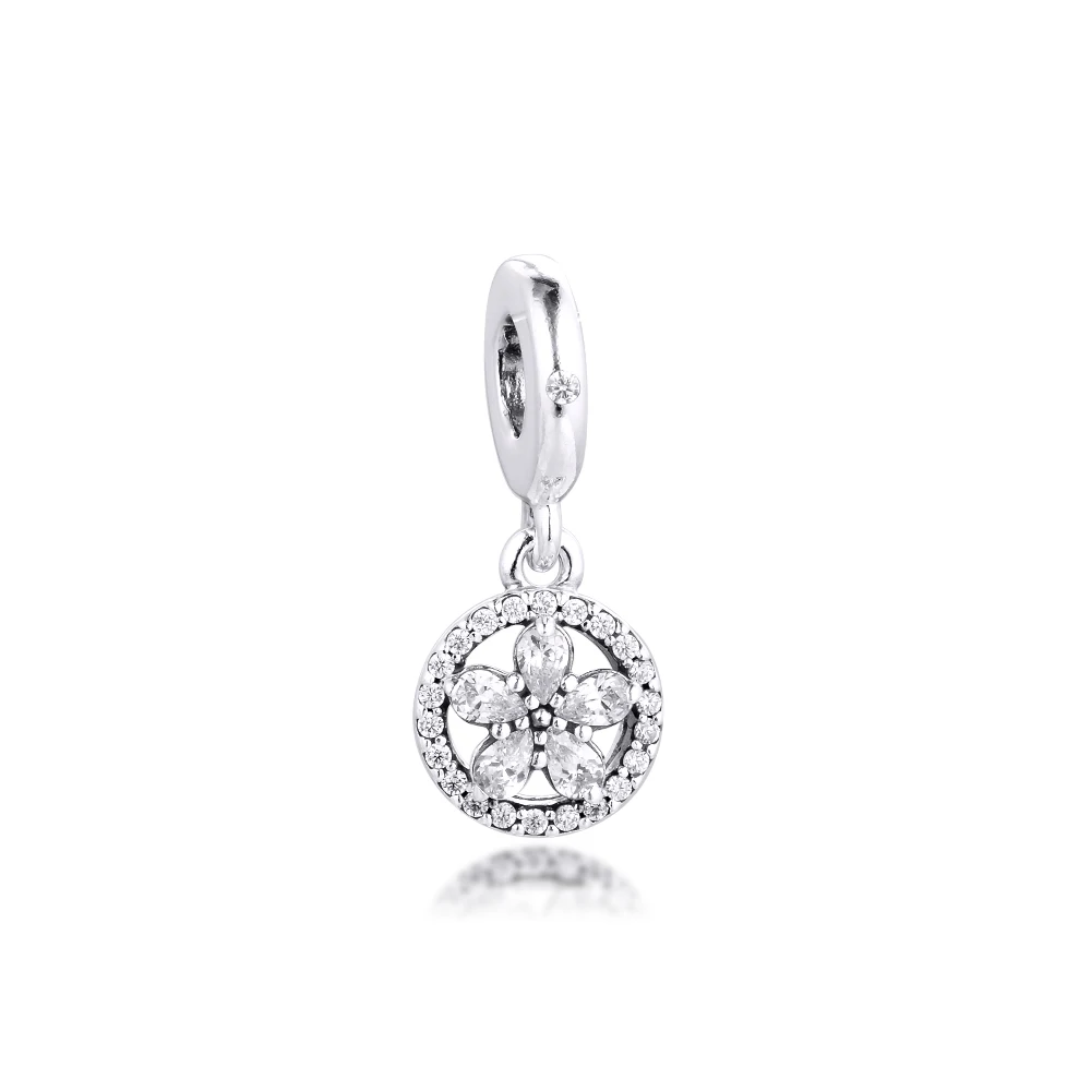 

CKK Silver 925 Jewelry Sparkling Snowflake Circle Dangle Charm Fits Original Bracelets Sterling Silver Beads