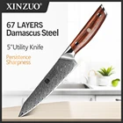 Кухонный нож XINZUO, Многофункциональный кухонный прибор из дамасской стали VG10, 5 дюймов, 62 HRC, для шеф-повара