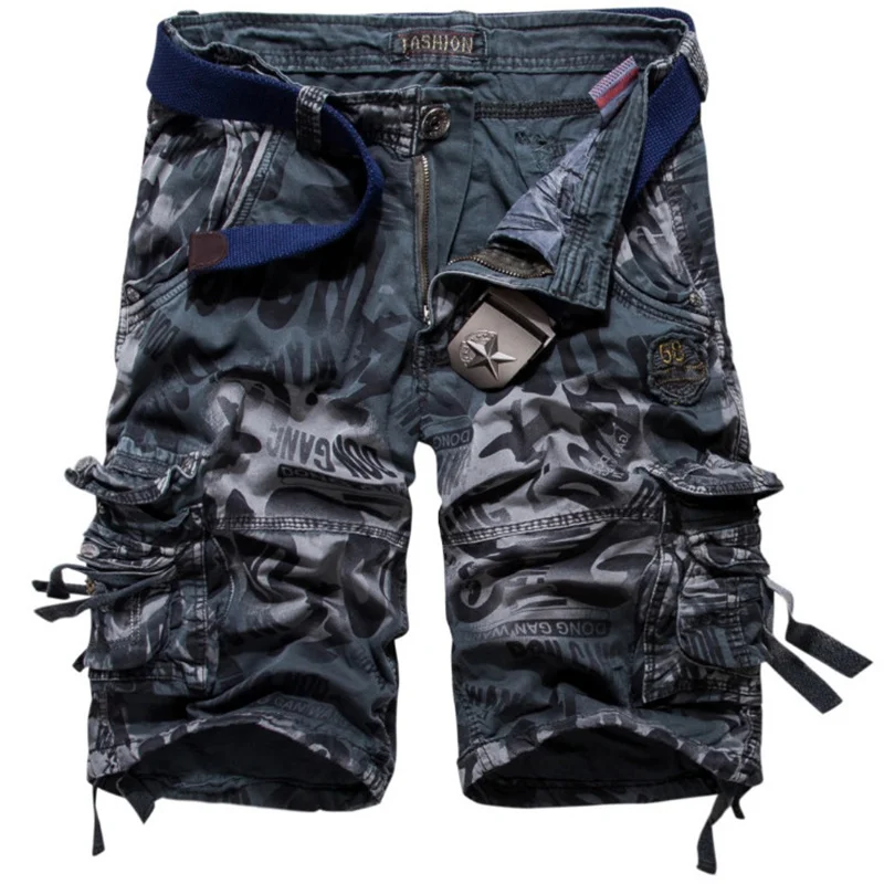 

America Europe and Multi-Pocket Men Cargo Shorts Loose Military Camouflage Shorts Casual Cotton Men Shorts Big Size 42