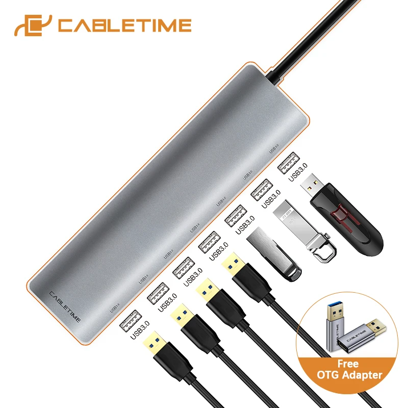 Кабель Type C концентратор USB 3 0 Type-C до 7 портов сплиттер Высокоскоростной для Macbook