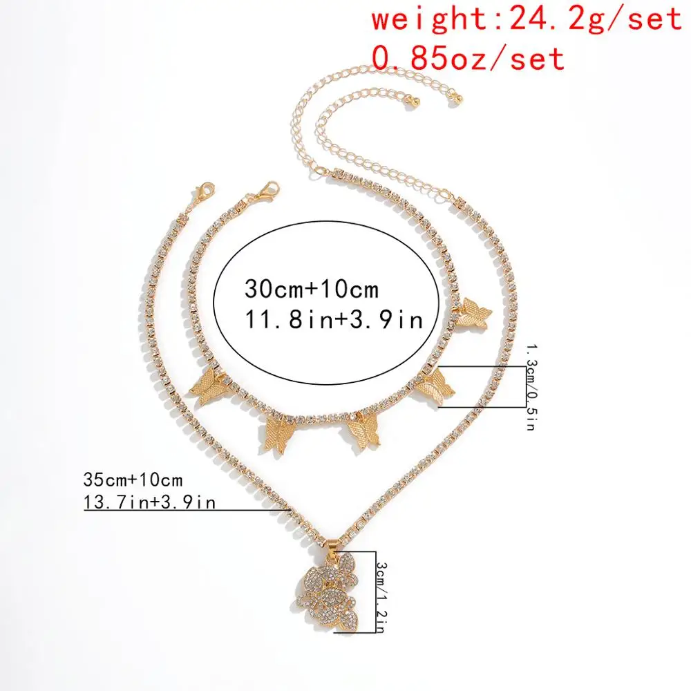

Salircon Kpop Rhinestone Butterfly Pendant Necklace for Women Goth Multilayered Box Chains Necklaces Choker Aesthetic Jewelery