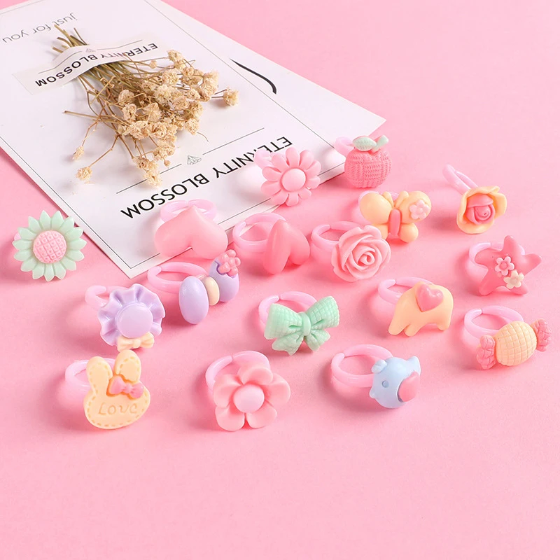 

10pcs Kawaii Children Cartoon Rings Set Kids Toys For Girls Children Accessories Fashion Rings Child Gifts Jewelry