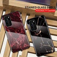 marble tempered glass phone cover for huawei p10 p20 p30 p40 lite e pro p9 plus luxury hard case p smart z back soft edges cases