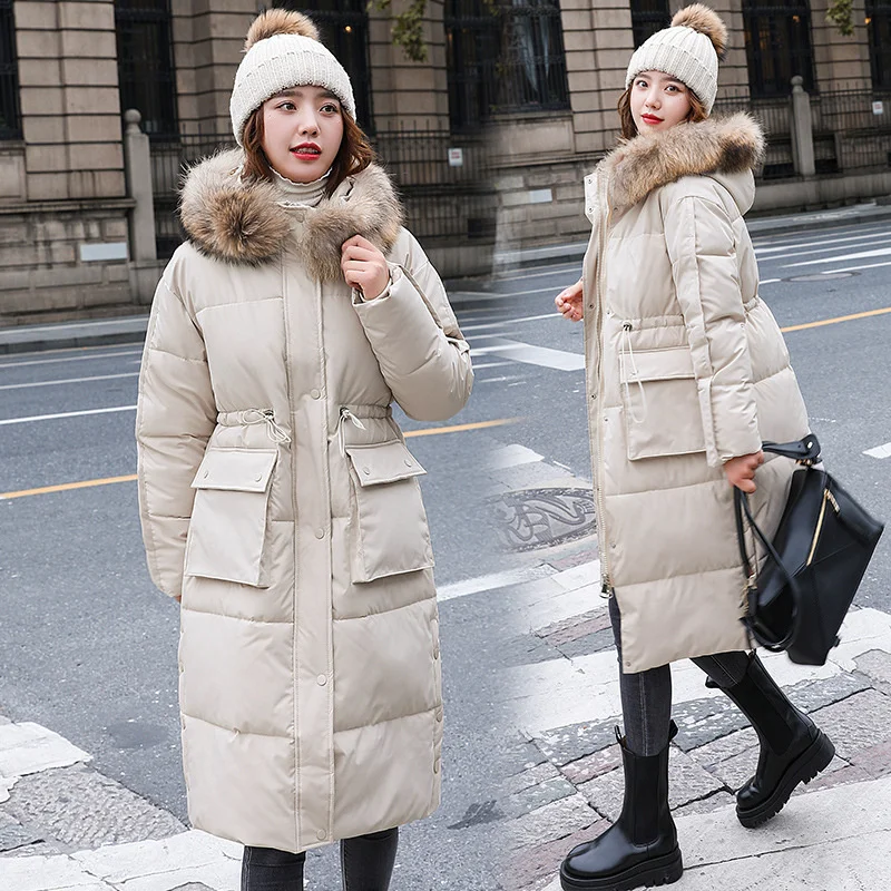 

2021Down cotton jacket women casual selfcultivation new midlength overtheknee thick coat women's clothing