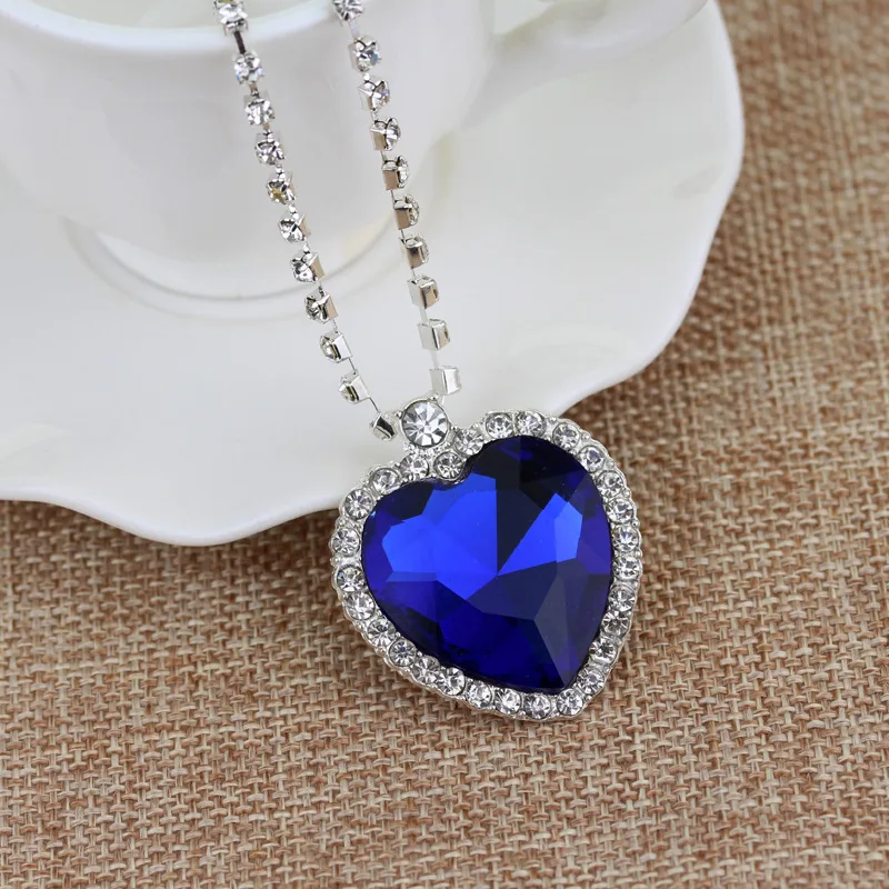 

Titanic Heart of the Sea Necklace Fashion Full Diamond Love Heart Shaped Crystal Pendant Jewelry Wholesale Dropshipping