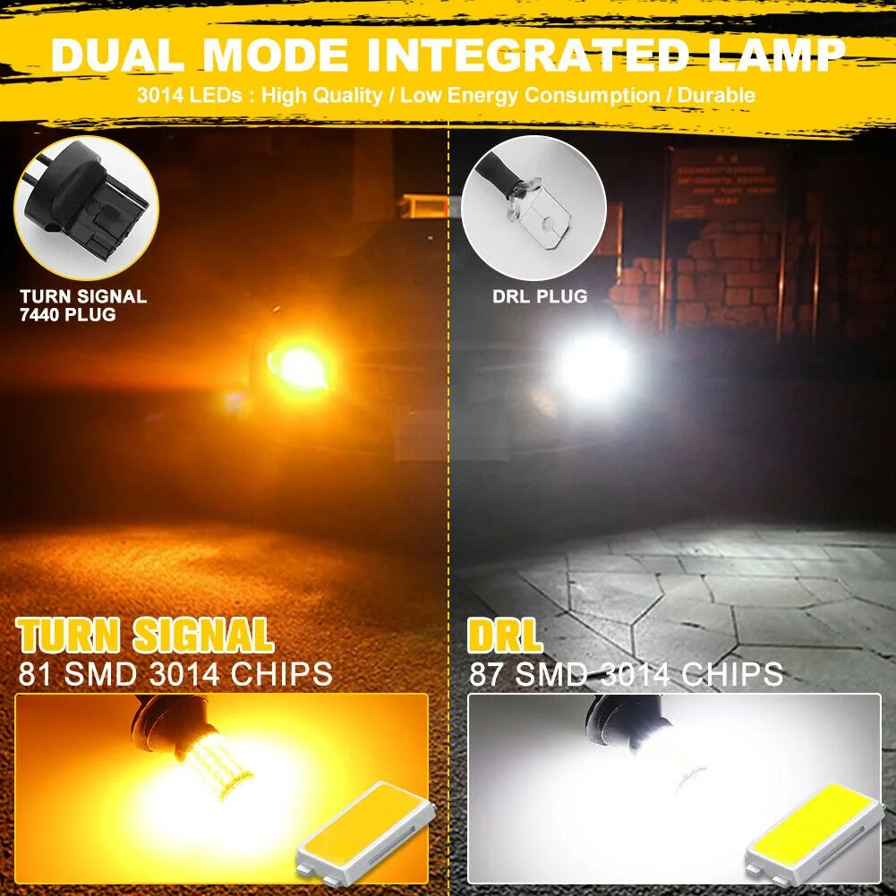 

T20 Car White Amber Turn Signal Light 1 Pair 12V 168-SMD 30W Per Accessories CANBUS DRL
