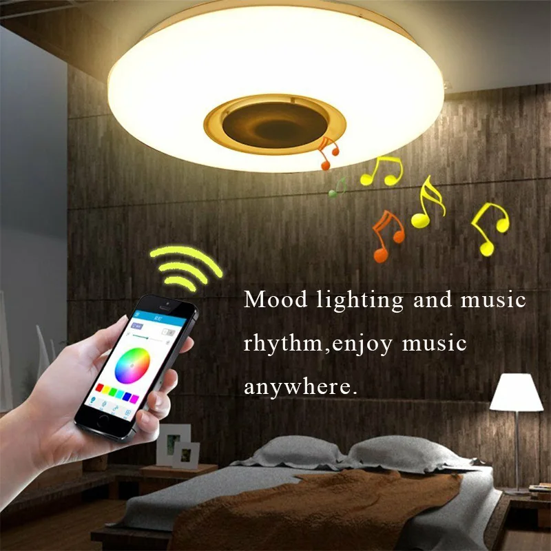 Современный светодиодный потолочный светильник chandelie r lighting 48 Вт приложение RGB с регулируемой яркостью bluetooth музыкальный светильник для спальни