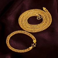 luxury yellow gold plating 8mm double buckle flat necklace chain for women bamboo vietnam sand gold necklace fine jewelry gifts