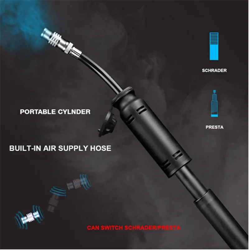

110PSI Mini Bike Pump Cycling High Pressure Aluminium Alloy Schrader Presta Valve MTB Pump Road Inflater Bicycle Accessories