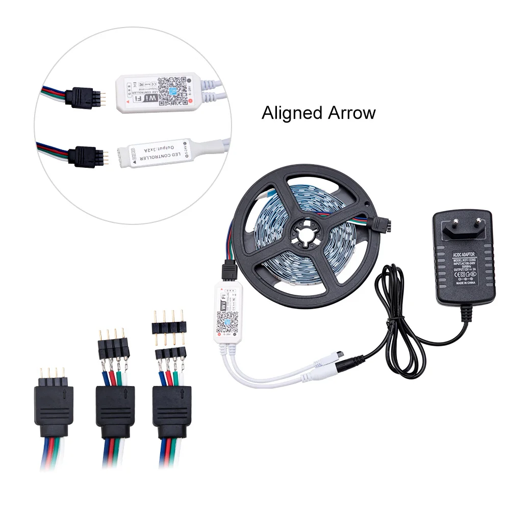 WiFi светодиодный светильник 5050 SMD RGB лента 5 м 10 м 15 м DC12V Гибкая RGB Светодиодная лента e лента Диод+ 24Key контроллер+ адаптер EU