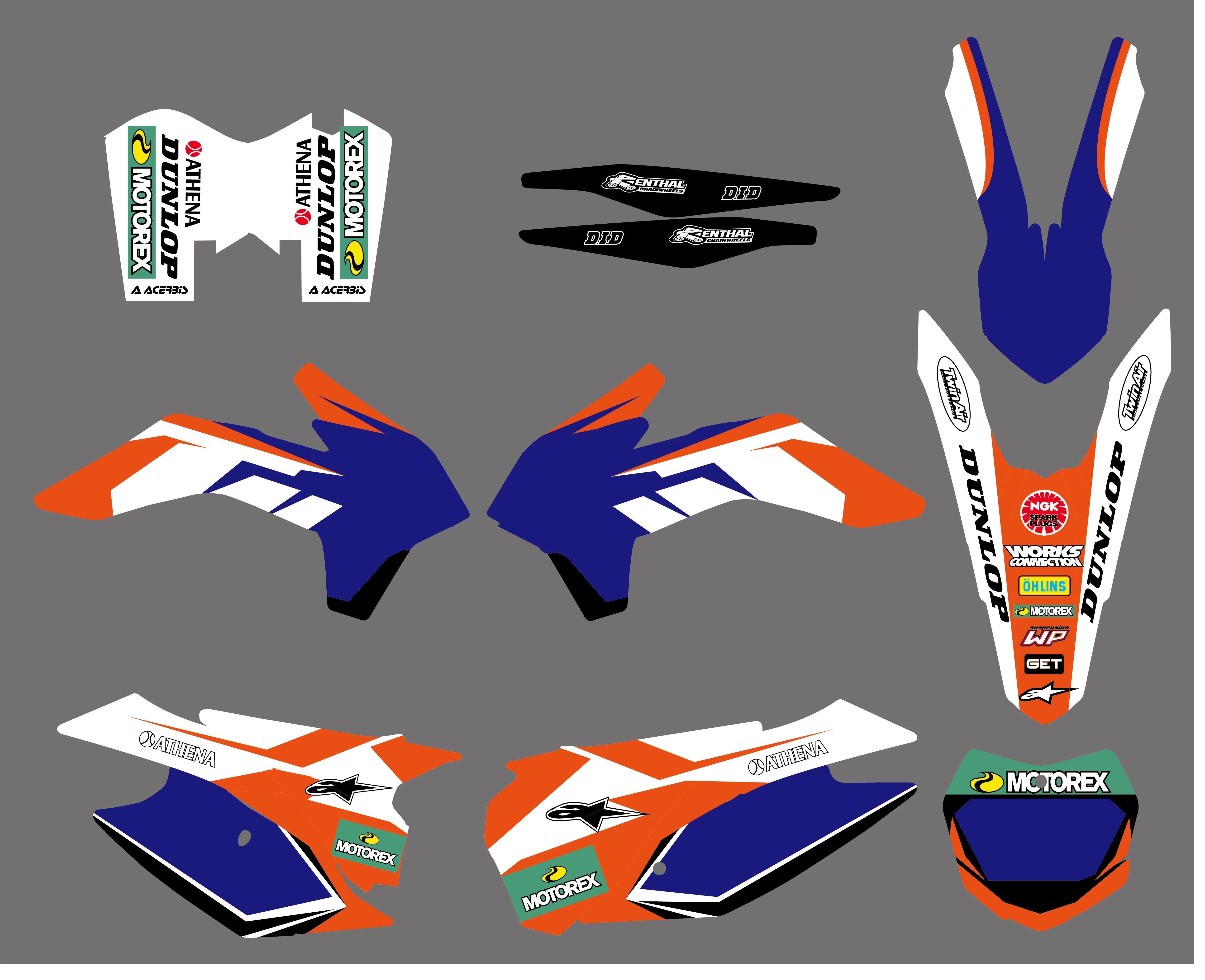0612 Team sfondo grafico decalcomanie Kit adesivi per KTM SX SXF SX-F XC XCF XC-F 125 150 200 250 300 350 400 450 2013 2014