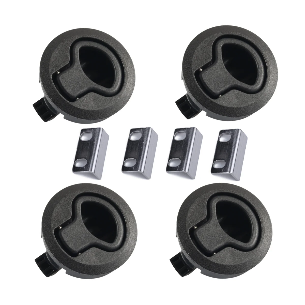 

Boat 2'' Flush Pull Slam Latch Black Plastic Round for RV Boat Marine Deck Hatch 1/2'' Door Cabinet Hardware Pack of 4 PCS