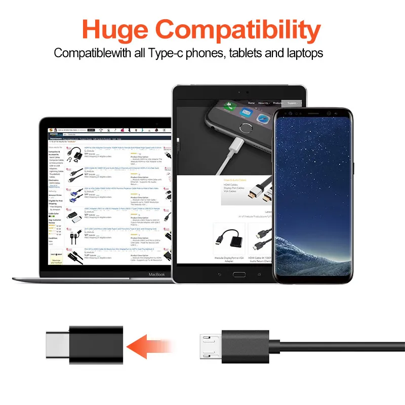 Переходник OTG с Type C на Micro USB для Samsung s8 Huawei P10 P9|Переходники и адаптеры| |