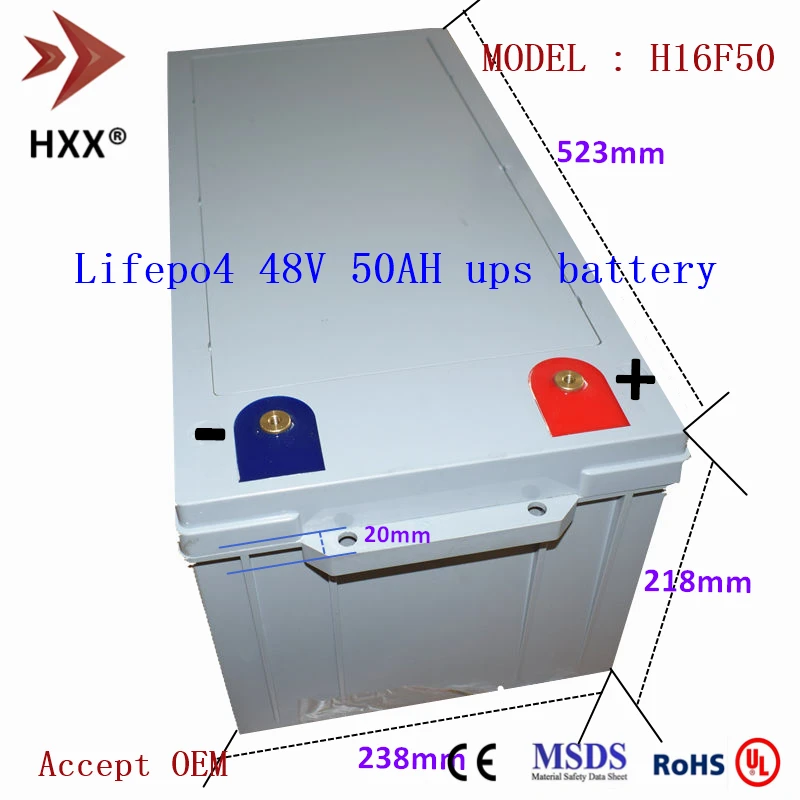 Lifepo4 48V 50Ah Встроенный 16S 50A разряд BMS 2600W OEM бесплатное техническое обслуживание