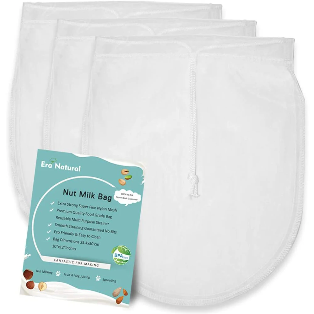 

Nut Milk Bag Reusable 1/2/3 Pack 12" X 10" Cheesecloth for Straining Almond/Soy Greek Yogurt Strainer