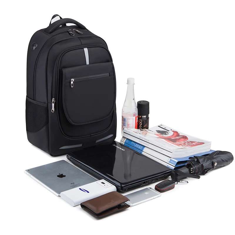Водонепроницаемый однотонный большой рюкзак мужские сумки для ноутбука Черный