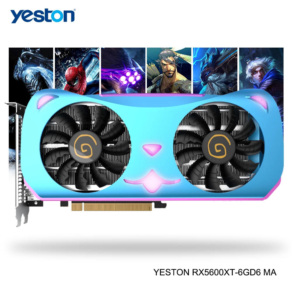 Yeston Radeon RX 5600 XT GPU 6 ГБ GDDR6 192bit 7nm игровой настольный компьютер ПК видеокарты